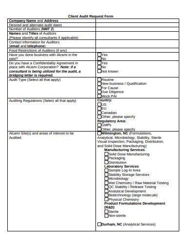 client audit request form template