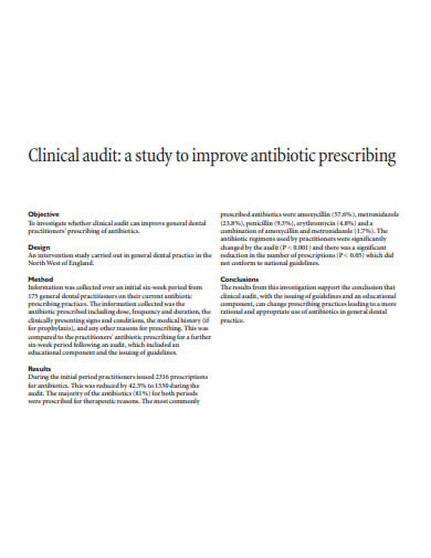 clinical antibiotic prescribing audit template