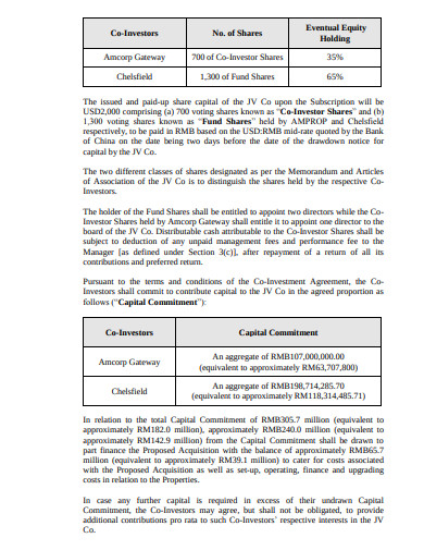co investment agreement template