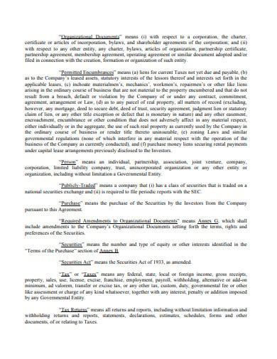 co investment securities purchase agreement template