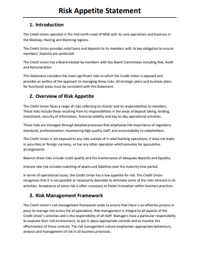 Risk Appetite Statement Policy