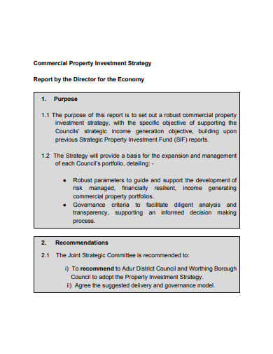 commercial property investment strategy report