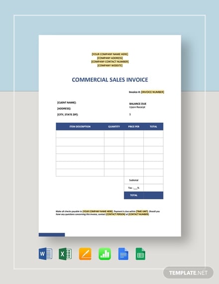 commercial sales invoice