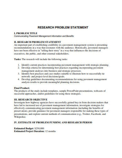 communicating research problem statement template