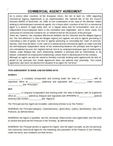company commercial agency agreement