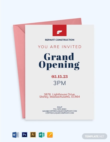 10+ Office Opening Invitation in Illustrator | MS Word | Pages