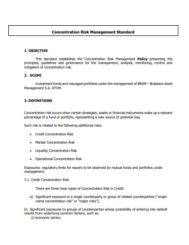 concentration risk management policy standard template