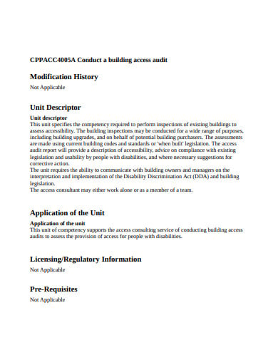 conduct building access audit template