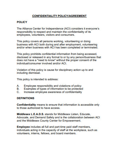 8+ Confidentiality Policy Templates In Pdf 