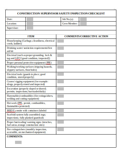 11+ Daily Safety Inspection Checklist and Form Templates in PDF | XLS | DOC