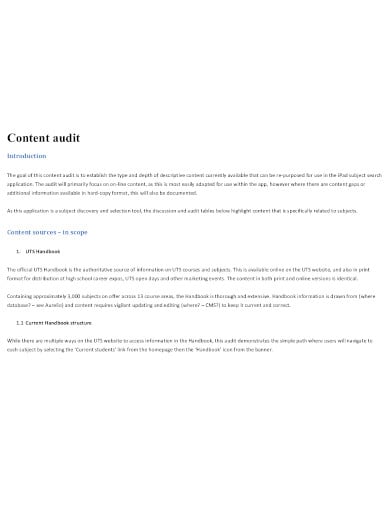 content audit example in pdf