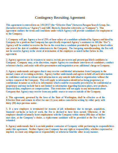 10+ Contingency Recruiting Agreement Templates in PDF | DOC | Free