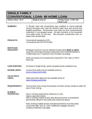 conventional loan mortgage insurance template