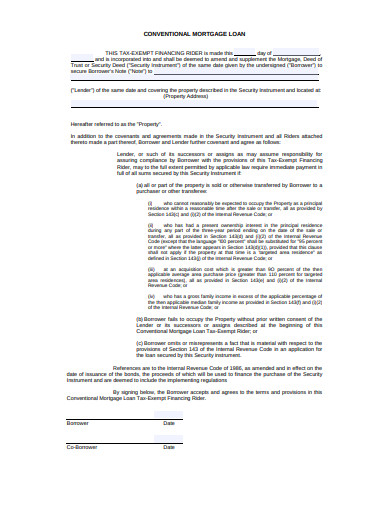 conventional mortgage loan template