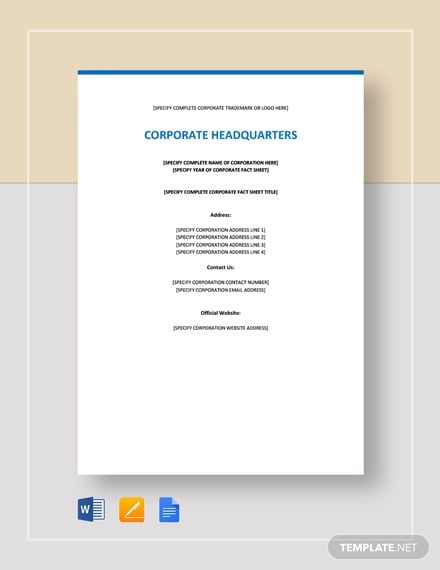 corporate fact sheet template