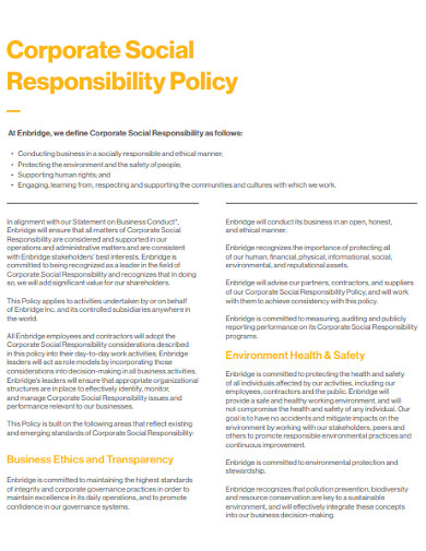 corporate social responsibility for business plan