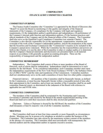 corporation risk committee finance audit template