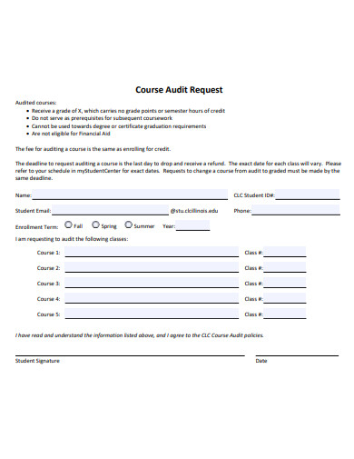 10  Audit Request Form Templates in PDF XLS DOC