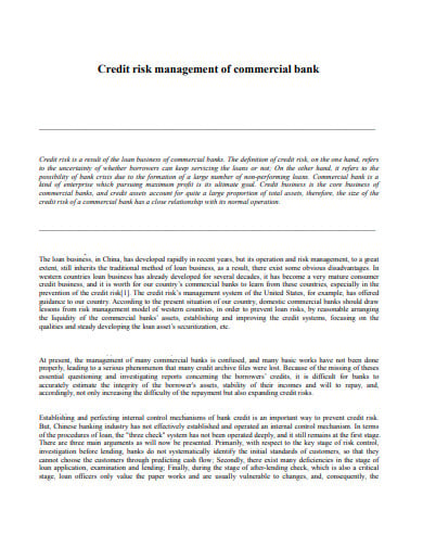credit risk management of commercial bank template