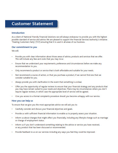 Customer Service Purpose Statement Examples