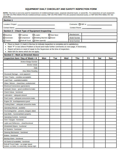 Safety Inspection Form Template