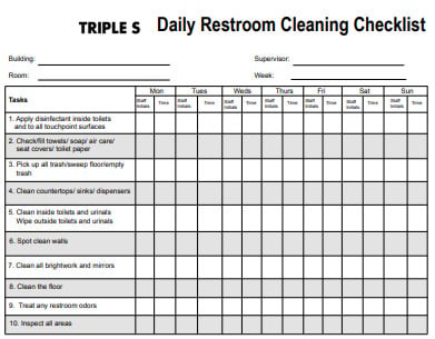 daily restroom cleaning checklist