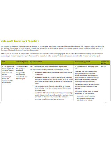 data audit framework template