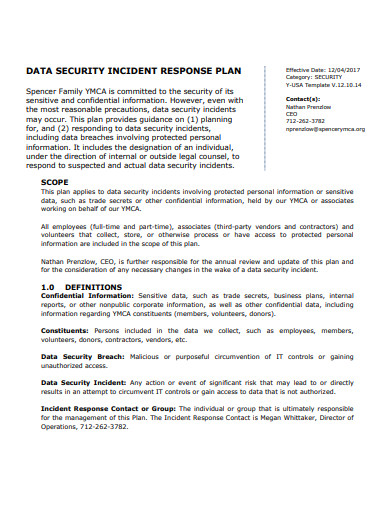 FREE 11 Security Incident Response Plan Templates In PDF MS Word