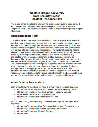 data security incident response plan template