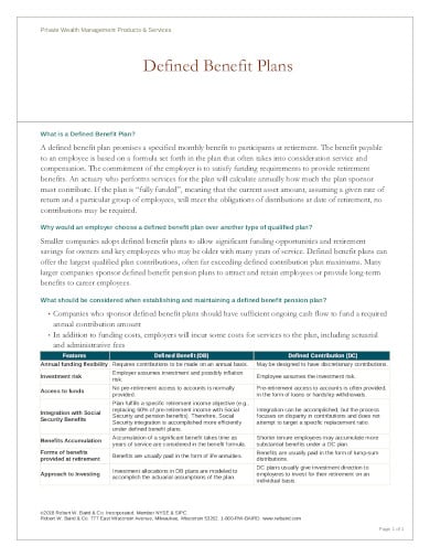 defined benefit plan template