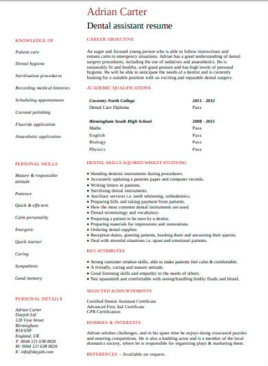 dental-assistant-student-resume