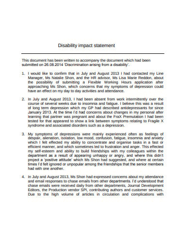 disability impact statement