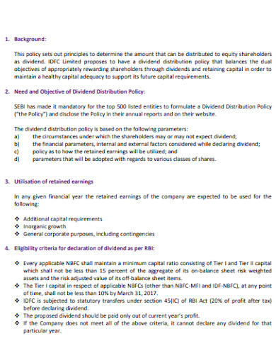 11 Dividend Policy Templates In Pdf Ms Word