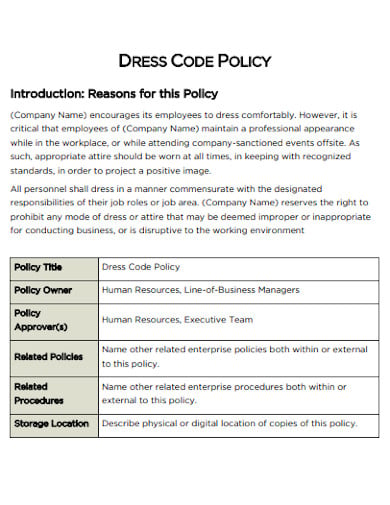 11-dress-code-policy-templates-in-pdf-ms-word-pages