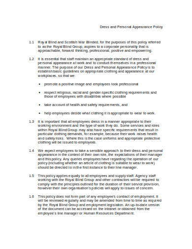 11  Dress Code Policy Templates in PDF MS Word Pages