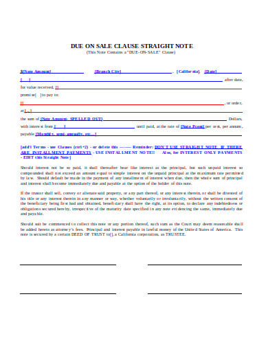 due-on-sale-clause-straight-note-template