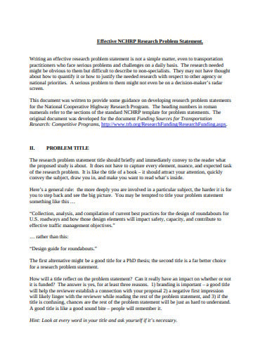 effective research problem statement template