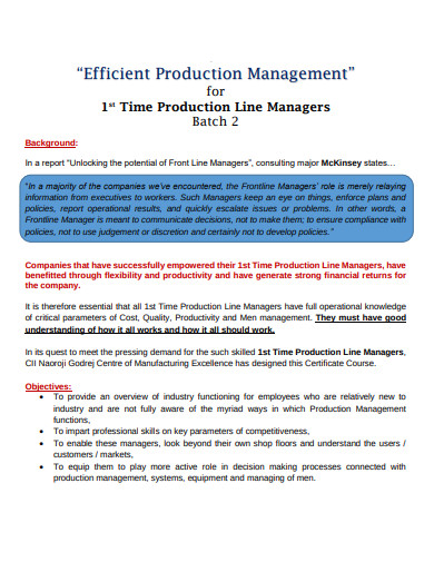 efficient production management