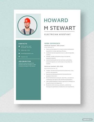 electrician assistant resume template