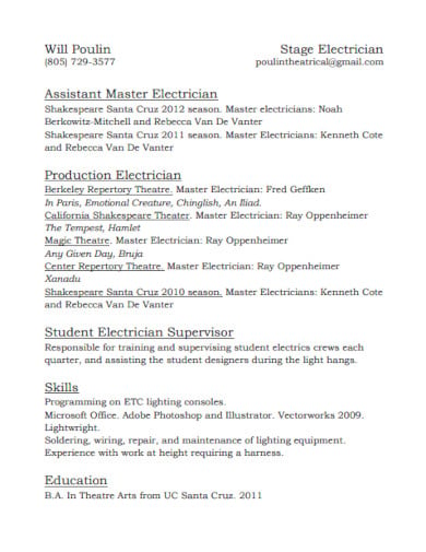 electrician-student-resume-template