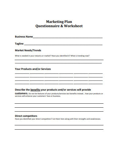 email marketing plan questionnaire template
