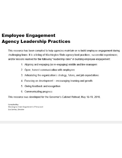 employee engagement leadership strategy template
