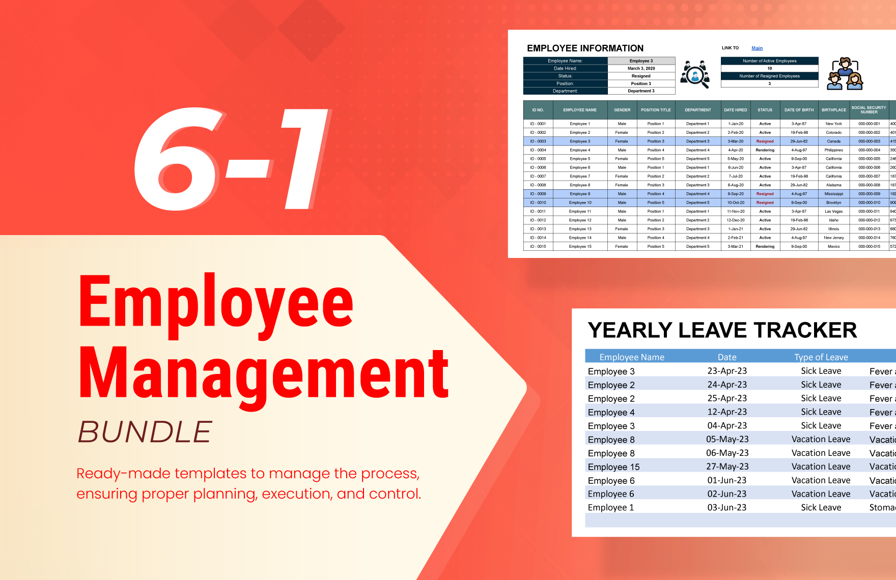 employee management excel bundle