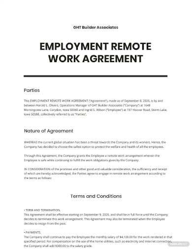 employee remote work agreement template