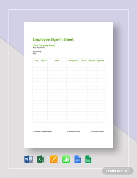 employee sign in sheet template