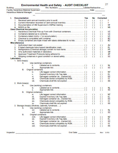 10+ Safety Audit Checklist Templates in PDF | WORD