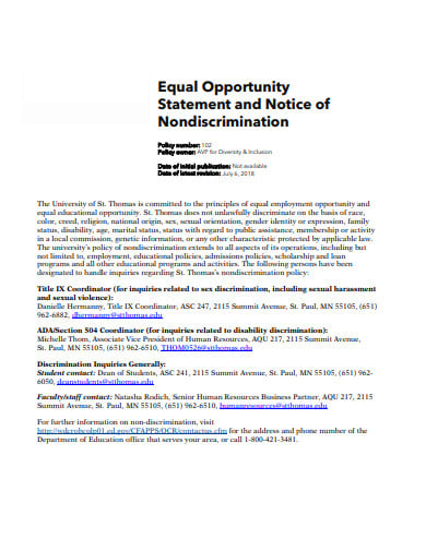 Equal opportunities statement for job advertisement