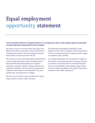 equal employment opportunity statement