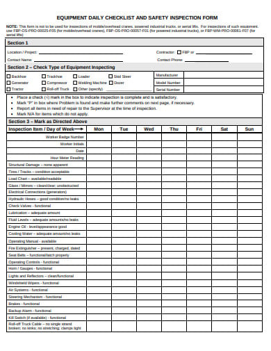 10 Daily Safety Inspection Checklist And Form Templates In Pdf Xls Doc Free Premium Templates