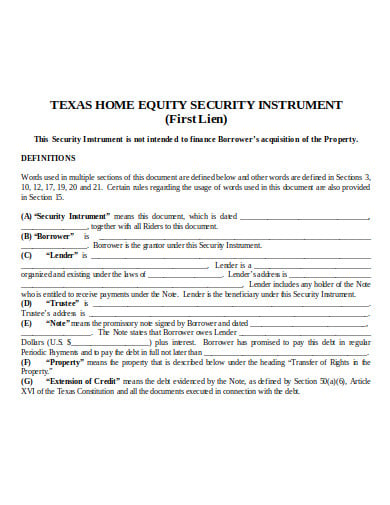 equity home security instrument form